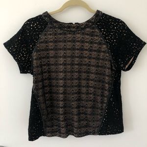 Lace Blouse black & champagne zipper F21 Small
